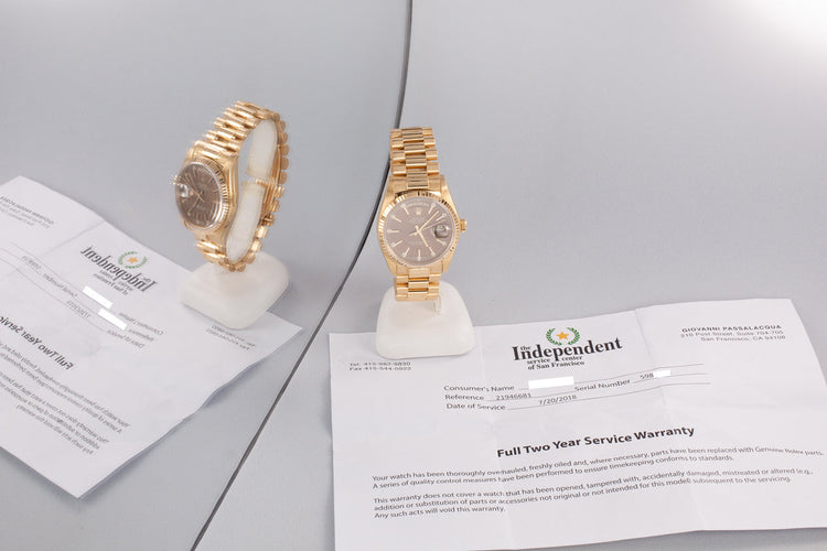 1979 Rolex Day-Date 18038 Brown Dial with Service Papers