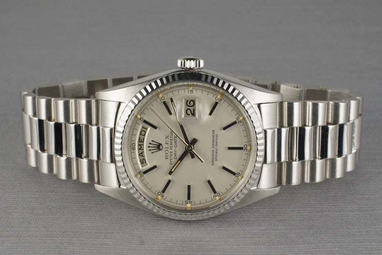 1968 Rolex WG Day-Date 1803 Matte Silver Dial