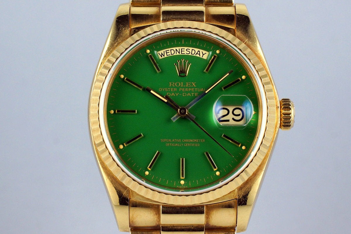 feminin synet Citere HQ Milton - 1979 YG Day-Date 18038 Green Stella Dial, Inventory #8334, For  Sale