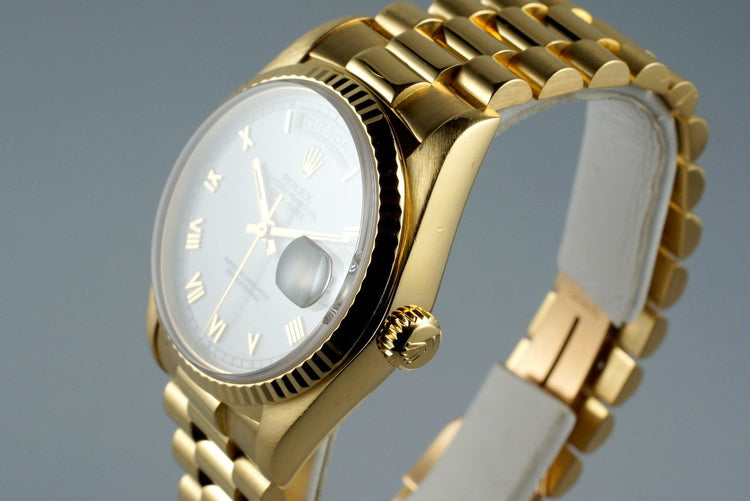 1982 Rolex YG Day Date 18038 with White Roman Dial