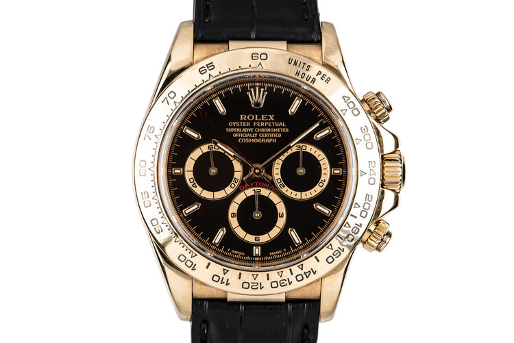 1999 Rolex 18K YG Zenith Daytona 16518 Black Dial