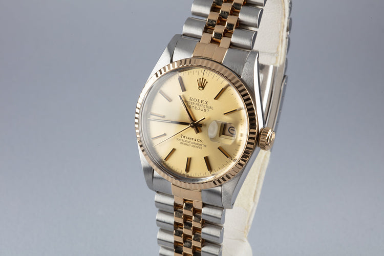 1984 Vintage Rolex Two-Tone DateJust 16013 With Gold "Tiffany & Co." Dial
