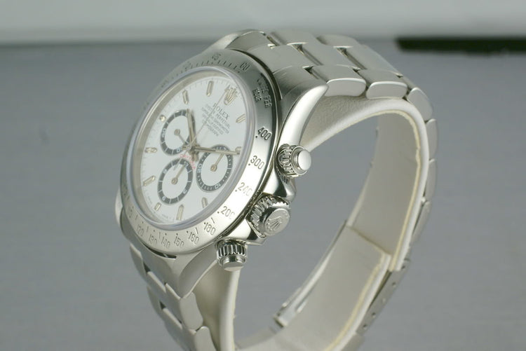 Rolex SS Zenith Daytona 16520 “white dial ” with papers