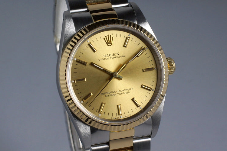 1991 Rolex Two Tone Oyster Perpetual 14233 Champagne Dial