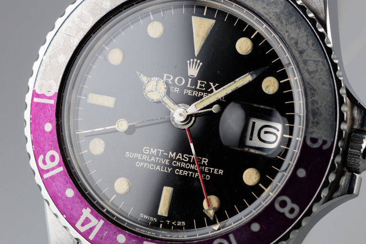 1965 Rolex GMT-Master 1675 Gilt Dial with Fuchsia Bezel Insert
