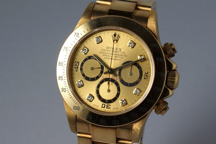 1994 Rolex YG Zenith Daytona 16528 Factory Champagne Diamond Dial