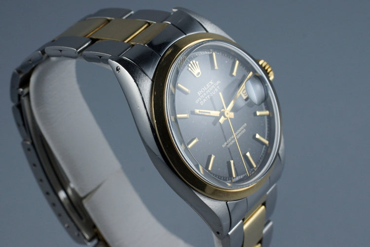 1971 Rolex Two Tone DateJust 1600 Glossy Gilt Black Dial