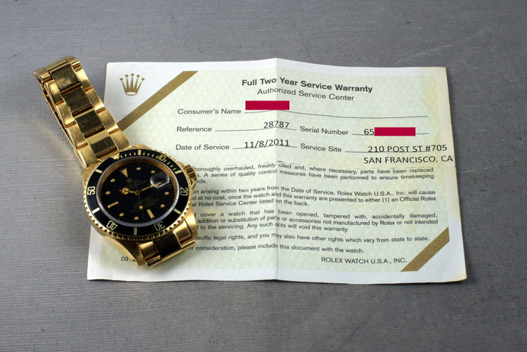 1980 Rolex 18K Submariner 16808 with RSC Papers