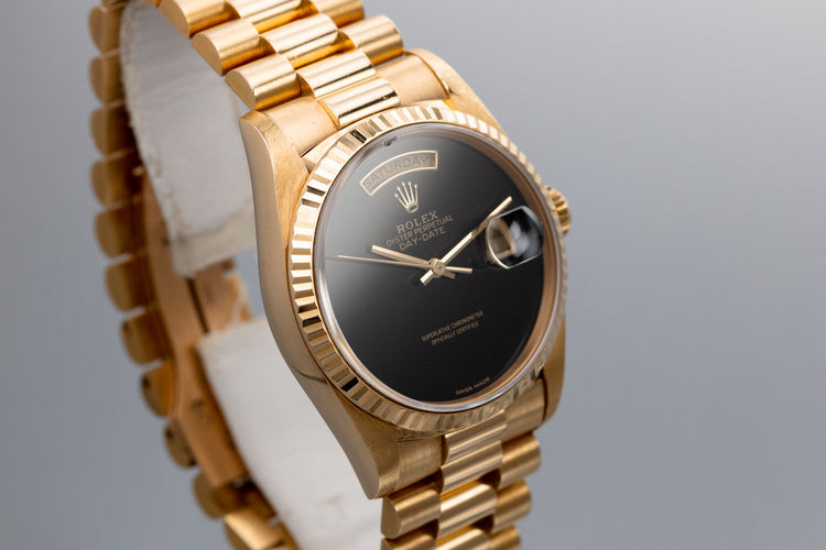 1989 Rolex 18K Day-Date 18238 with Onyx Stone Dial