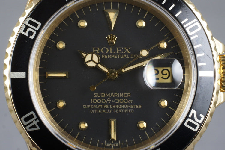 1981 Rolex YG Submariner 16808 with Box and Papers
