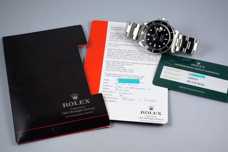 1990 Rolex Submariner 16610 with RSC Papers