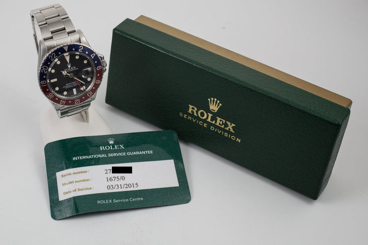1971 Rolex GMT-Master 1675 with Service Papers
