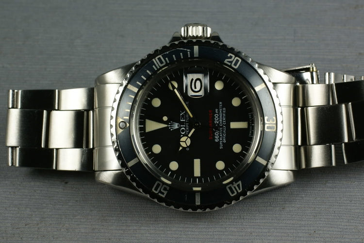 Rolex Red Submariner 1680 with Box, Papers, and Advertising material
