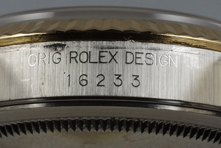 1991 Rolex Two Tone DateJust 16233 Black Tapestry Dial with Concentric Circles