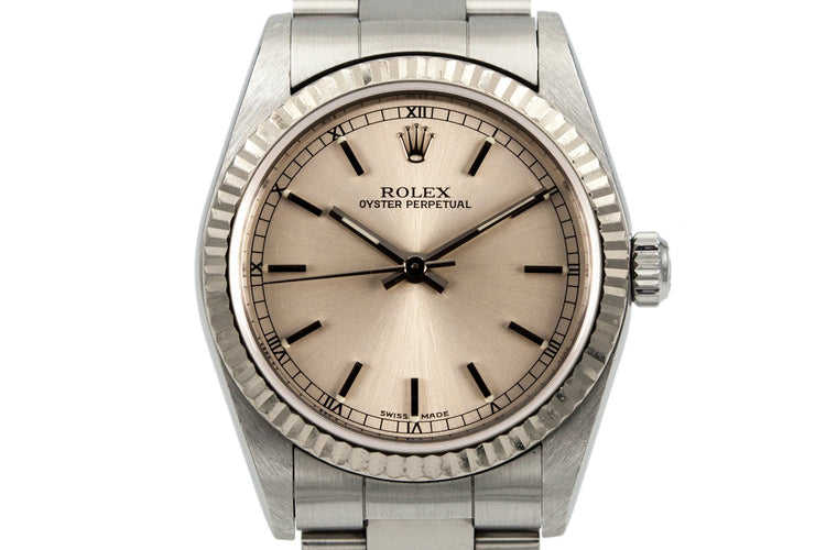 1999 Rolex MidSize Oyster Perpetual 77014 Silver Dial