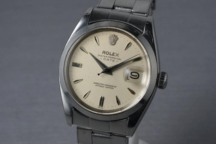 1960 Rolex Date 1500 with White Non-Luminous Dial