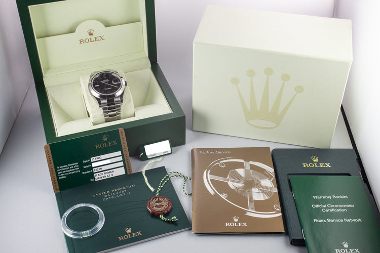 2014 Rolex DateJust 116300 Black Roman Dial with Box and Papers