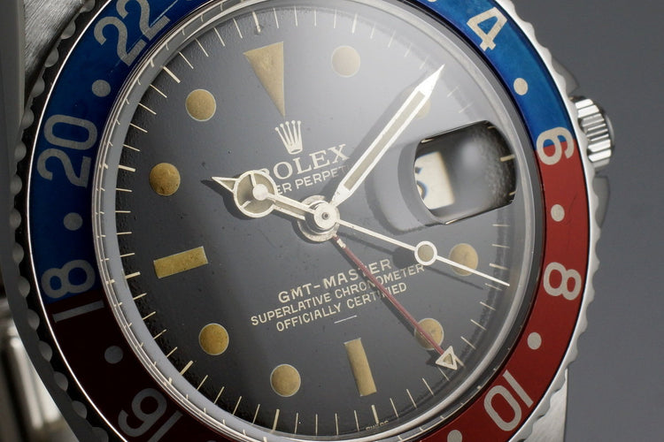 1963 Rolex GMT 1675 PCG Gilt Chapter Ring Underline Dial