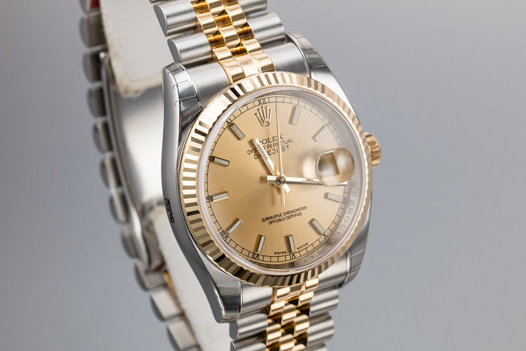 2009 Mint Rolex Two-Tone DateJust 116233 Champagne Dial with Box and Papers