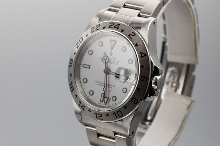 1999 Rolex Explorer II 16570 White SWISS Only Dial