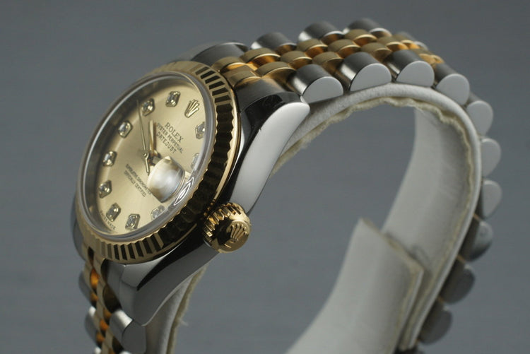 2003 Rolex Ladies Two Tone Datejust 179173 with Diamond Dial