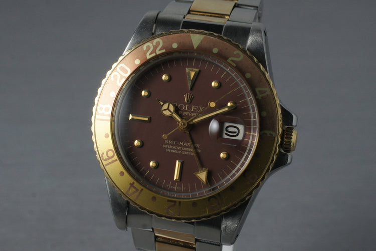 1967 Rolex Two Tone GMT 1675 Root Beer Dial with Service Papers