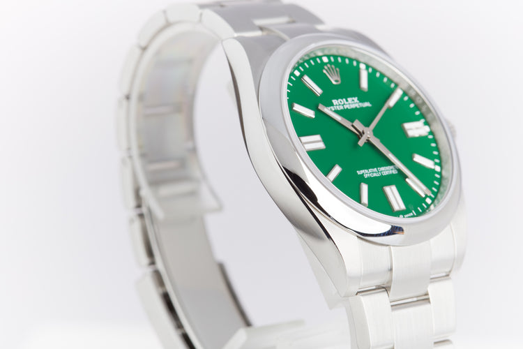 2022 Rolex Oyster Perpetual Green Dial 124300 41mm Box, Booklets, Hangtags & Card