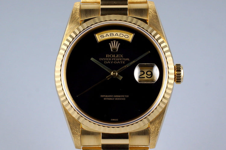 1995 Rolex YG Day-Date 18238 Onyx Dial