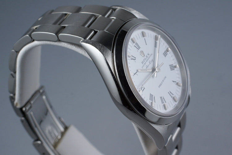 1999 Rolex Air King 14000 White Roman Dial with Box and Papers