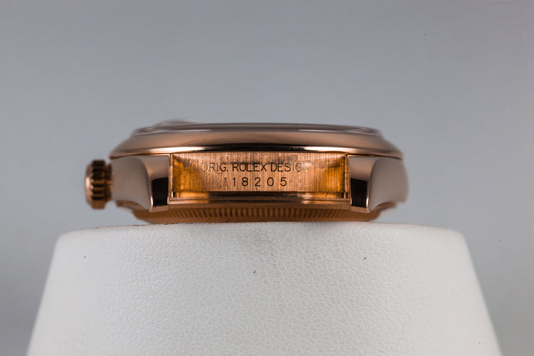 2000 Rolex 18K Rose Gold Day-Date 118205 with Box and Papers