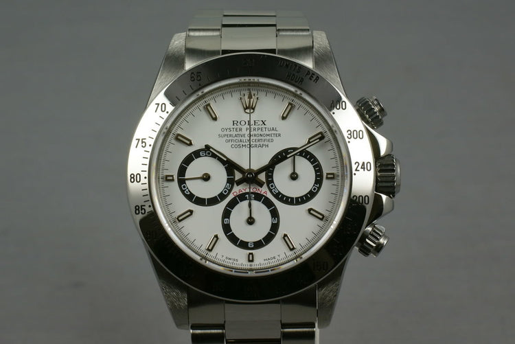 Rolex SS Zenith Daytona 16520 “white dial ” MINT and unpolished Box and papers