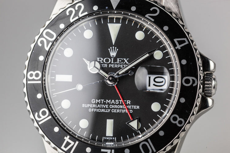 1978 Rolex GMT-Master with Black Bezel Insert and Luminova Service Dial