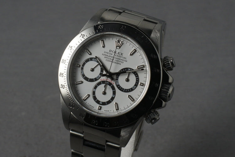 Rolex SS Zenith Daytona Ref: 16520 Box and Papers with White Dial