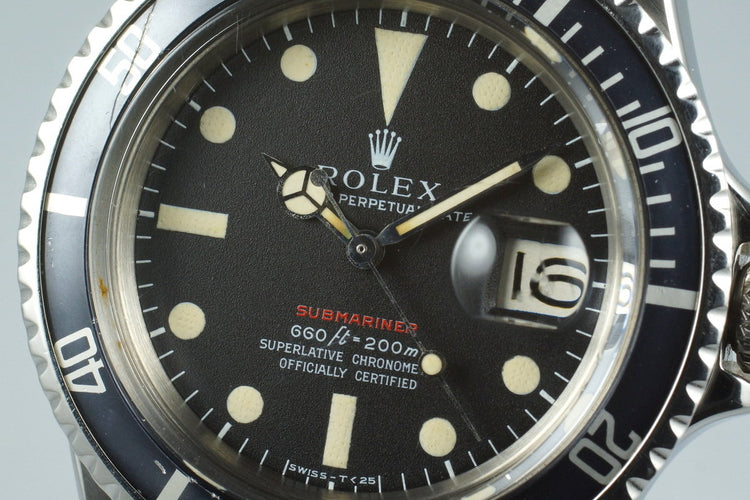 1970 Rolex Red Submariner 1680 Mark IV Dial with Box and Papers (Full Set)
