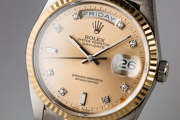 1990 Rolex Day-Date 18239 Tridor President with Salmon Diamond Dial with Papers