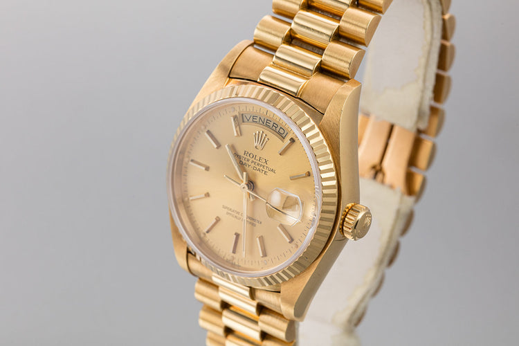 1979 Rolex 18K YG Day-Date 18038 Champagne Dial with Italian Date Disk
