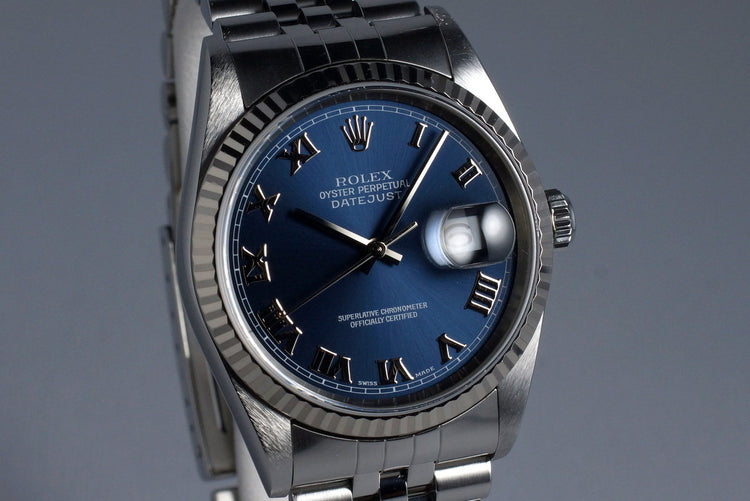 2001 Rolex DateJust 16234 Blue Roman Dial
