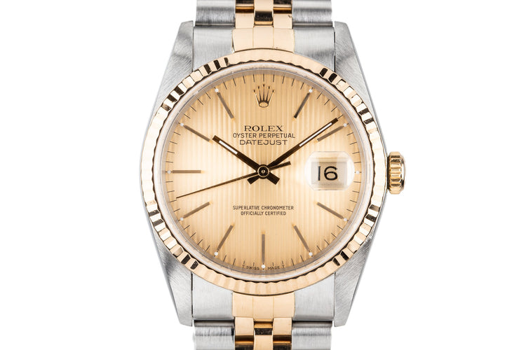 1990 Rolex Two Tone DateJust 16233 with Gold Tapestry Dial