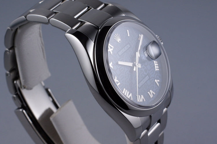 2005 Rolex DateJust 116200 Blue Jubilee Roman Dial with Box and Papers