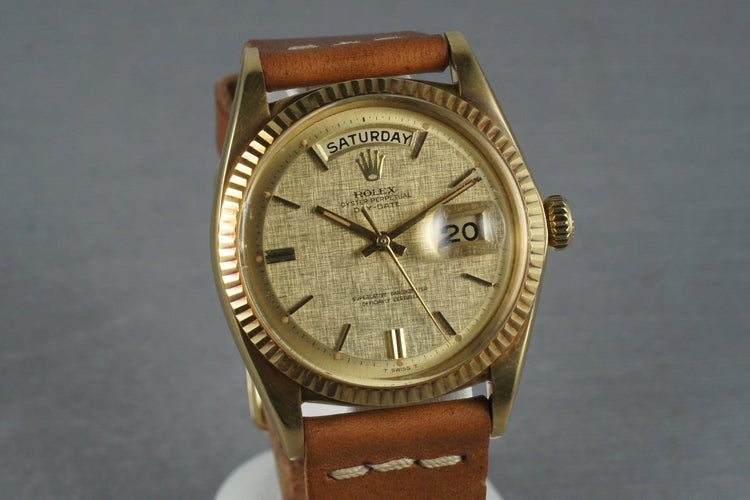 Rolex Vintage 18K YG President 1803 with Linen Dial