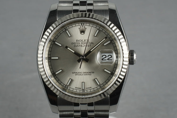 2006 Rolex Modern Datejust 116234 with Silver Stick Dial