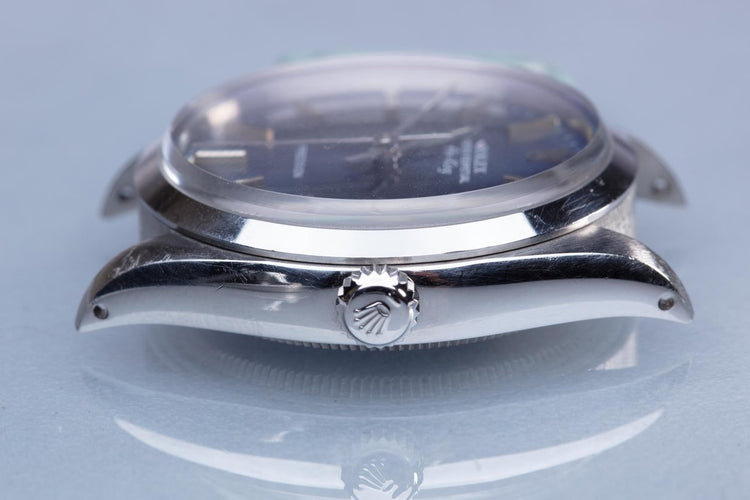 1987 Rolex Air-King 5500 Blue Stick Dial & Creamy Lume Plots with Box, Papers, Booklets, & Service Card