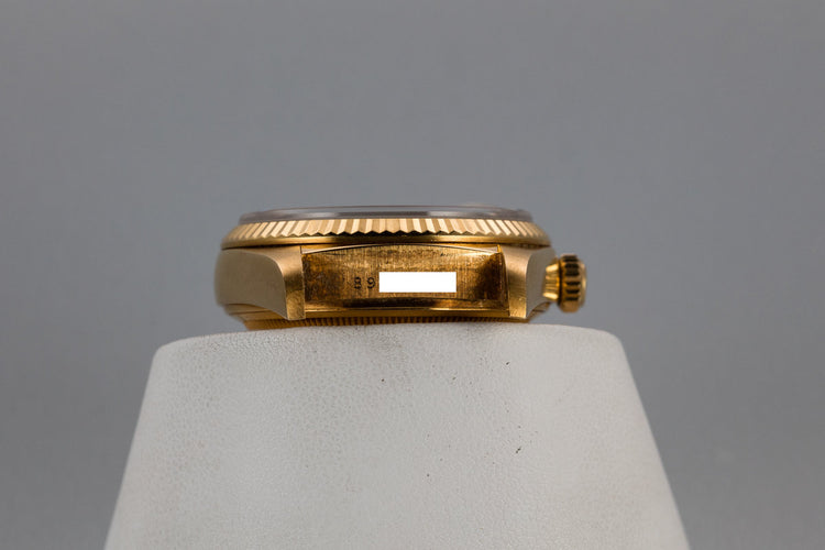 1985 Rolex 18K YG Day-Date 18038A with Factory Diamond Blue Vignette Dial