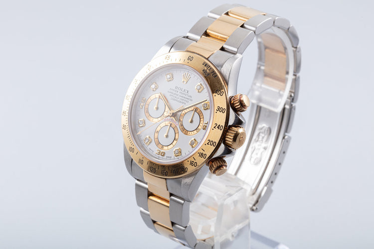 1996 Rolex Zenith 18K/ST 16523 White Diamond Dial Daytona