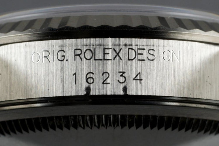 2003 Rolex Datejust 16234 Silver Roman Chapter Ring Dial With RSC Papers