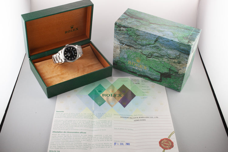 2002 Rolex Explorer 114270 with Box and Papers