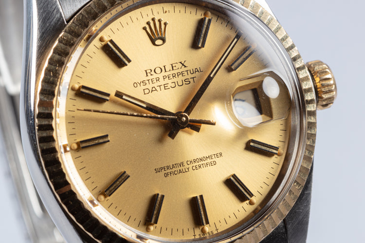 1985 Rolex 18k/SS DateJust Gold Dial