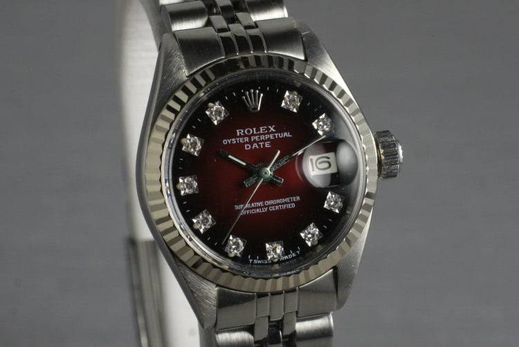 1981 Rolex Ladies Date 6917 Factory Stella Red Gradient Diamond Dial