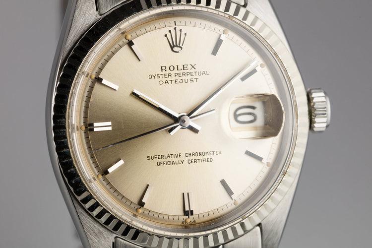 1963 Rolex DateJust 1601 SWISS Only Silver Dial with Papers