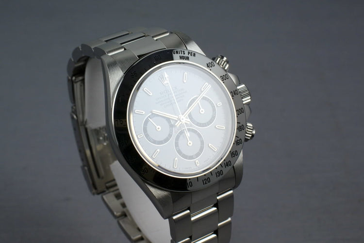 Rolex SS Zenith Daytona 16520 “white dial ” MINT and unpolished Box and papers